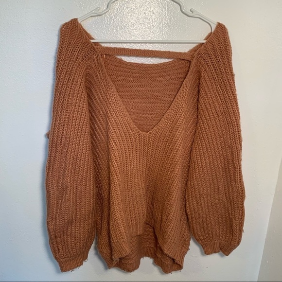 Glamorous Open Back Boyfriend Sweater Pink - Picture 7 of 11